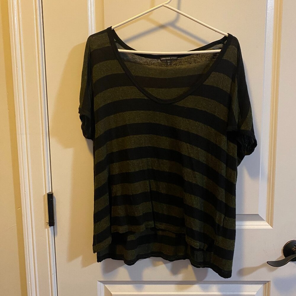 James Perse Oversized Cap Sleeve Lightweight Striped Shirt Size 2/M
